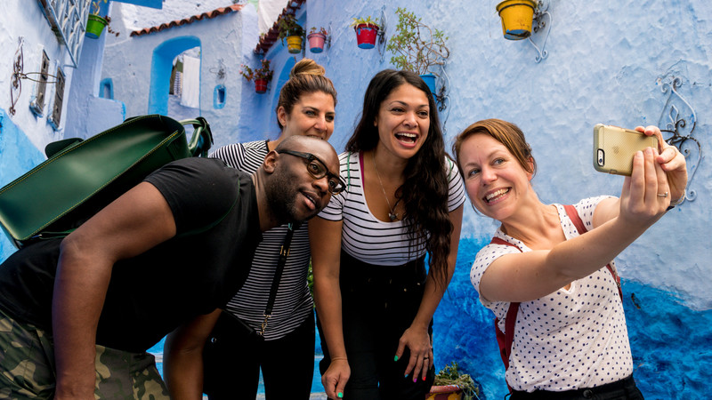 Chefchaouen Private Tours: Explore Morocco’s Blue City with Your Morocco Holidays , Morocco-Chefchaouen-group-pose-selfie-013