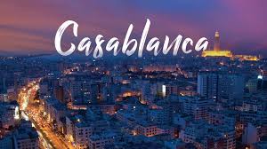 Night skyline of Casablanca with glowing city lights